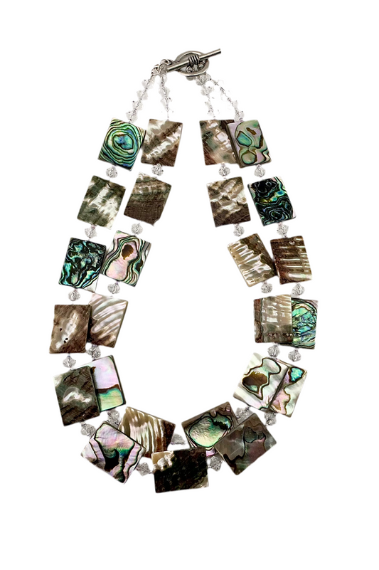 Beaded Abalone Double Strand Necklace - 180