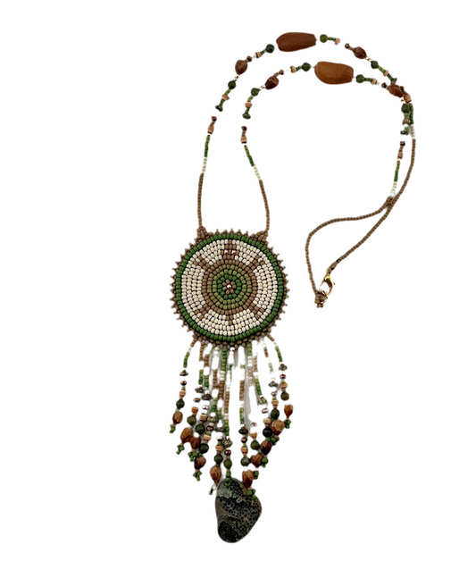 Beaded Medallion Necklace - 120
