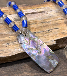 Glass Trade Bead Necklace with Abalone